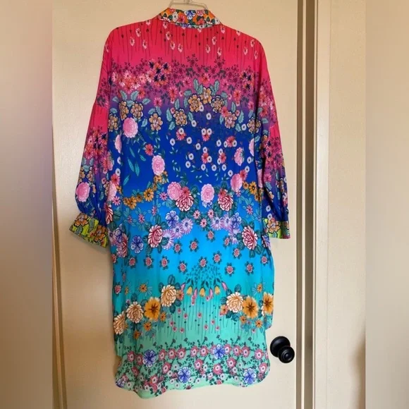 NEW Johnny Was Rainbow Midi Shirt Dress - Picture 12 of 15